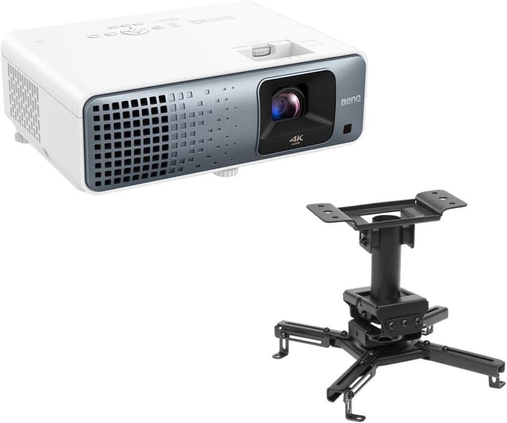 BenQ TK710 4K Ultra HD HDR Laser DLP Home Theater Gaming Projector, Bundle with H&A Ceiling Mount