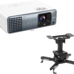 BenQ TK710 4K Ultra HD HDR Laser DLP Home Theater Gaming Projector, Bundle with H&A Ceiling Mount