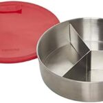 Instant Pot Official Round Nonstick Cook/Bake Pan with Lid & Removable Divider, Multi-Purpose, Heavy-Duty, Dishwasher Safe, Oven Safe, 7″, 32 oz, Red, Compatible with 6-Quart and 8-Quart Cookers