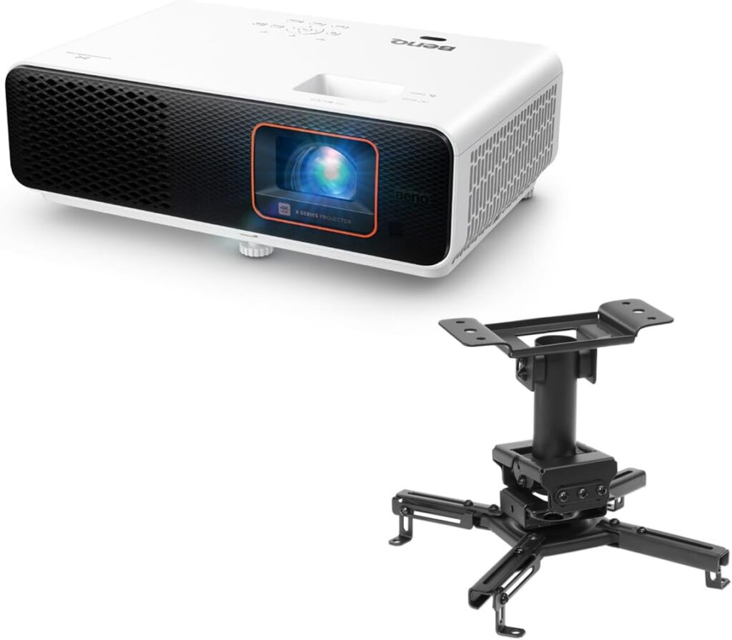 BenQ X500i 4K Ultra HD HDR 4LED Short-Throw DLP Gaming Projector, Bundle with H&A Ceiling Mount