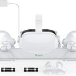 Smatree Charging Dock Compatible for Quest 2, VR Controller and Headset Charge Simultaneously, [Updated Support Elite Strap with Battery] (with 2 Rechargeable Batteries)