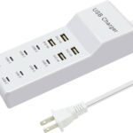 USB Charging Station with 12 Port USB Power Strip Fast Charging for Multiple Devices Compatible with Cell Phones Tablets Laptops (XHK-4U8C)