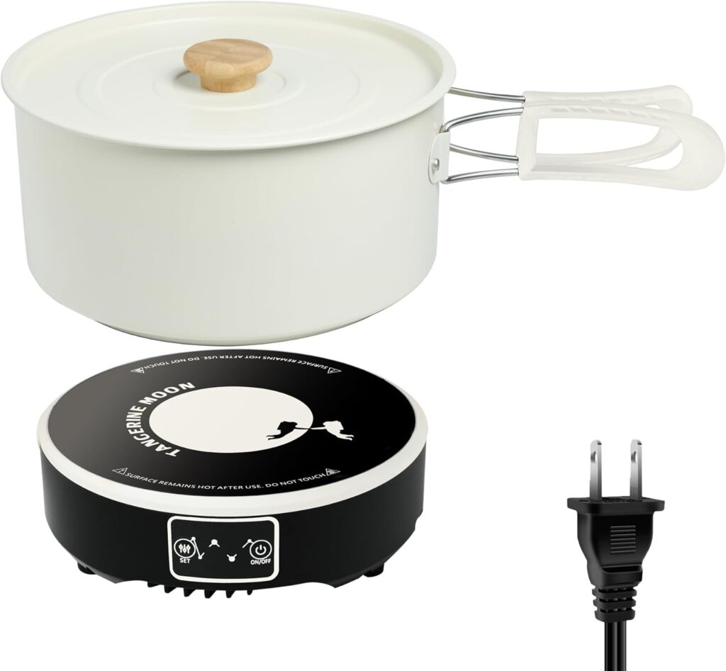 Portable Induction Cooktop with 2-Qt Pot – 650W Fast Heating, Low Noise | 7-Inch Mini Cooker for Travel, Home,Camping & RV | Flameless, Compact Space-Saving Design