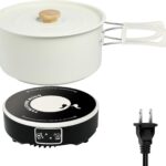 Portable Induction Cooktop with 2-Qt Pot – 650W Fast Heating, Low Noise | 7-Inch Mini Cooker for Travel, Home,Camping & RV | Flameless, Compact Space-Saving Design