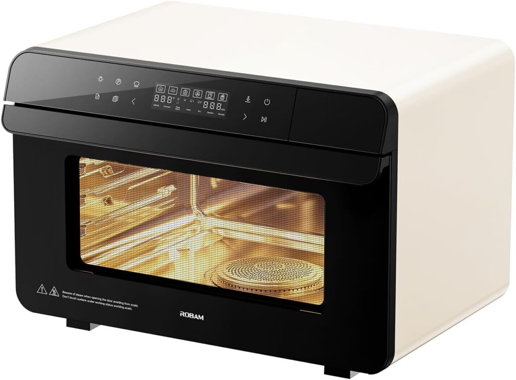 ROABM 13-in-1 Toaster Oven Air Fryer Combo R-BOX White, 23QT Countertop Convection Steam Oven, Rapid Steam, Bake, Air Fry, Broil, Dehydrate, Defrost, Ferment, Steam Self-Clean, Touchscreen Control