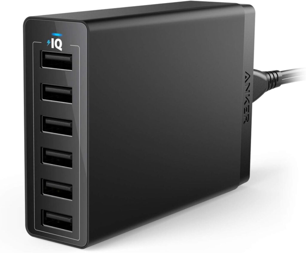 Anker Charger, 60W 6 Port USB Charging Station, PowerPort 6 Multi USB Charger for iPhone 14/13 Series, iPad Pro/Air/Mini, Galaxy S23/S22/S21, Note 20 Ultra, LG, HTC, and More