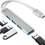 4 Ports USB C to USB Hub, Aluminum Type C to USB A 3.0 Adapter, Plug and Play USB Extender for MacBook Pro/Air, Laptop, Keyboard and Mouse