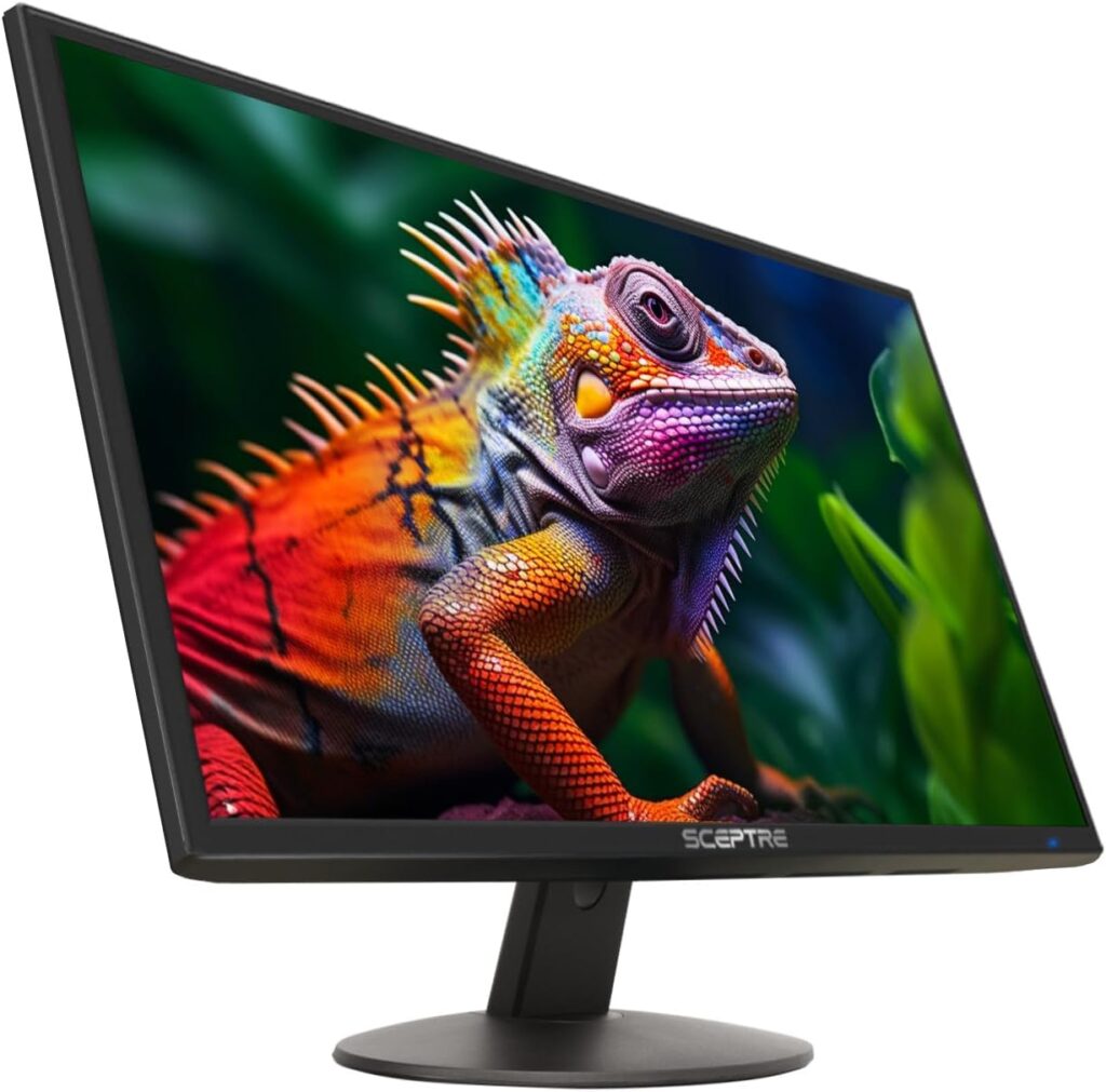 Sceptre 24-inch Prime Monitor Thin 1080p LED Monitor 99% sRGB 2x HDMI VGA Build-in Speakers, Machine Black (E248W-19203R 2025 Series)