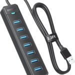 iDsonix 7 Ports USB Hub 3.0 [3.3Ft] USB Expander Hub 5Gbps USB Splitter Multiport Adapter, USB Hub Long Cable for PC, Laptop, Flash Drive, Mobile HDD, Windows/XPS, 1m