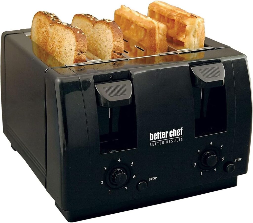Better Chef Economic 4-Slice Toaster | Dual Controls | Crumb Tray (Black)