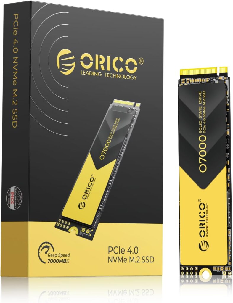 ORICO 2TB NVMe SSD PCIe 4.0- Up to 7000MB/s, M.2 SSD 2280 PCIe 4.0X4 Internal Solid State Drive, Fast Heat Dissipation, Compatible with macOS Windows for Gamers and Creators-O7000 (2TB)