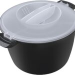 Professional Large Micro Cookware 3 Quart, Microwave Rice Cooker, Microwave Steamer for Vegetables, Safe as Mixing and Serving Bowls, Food Storage Container, Cooker for Microwave- BPA Free, Dishwasher Safe