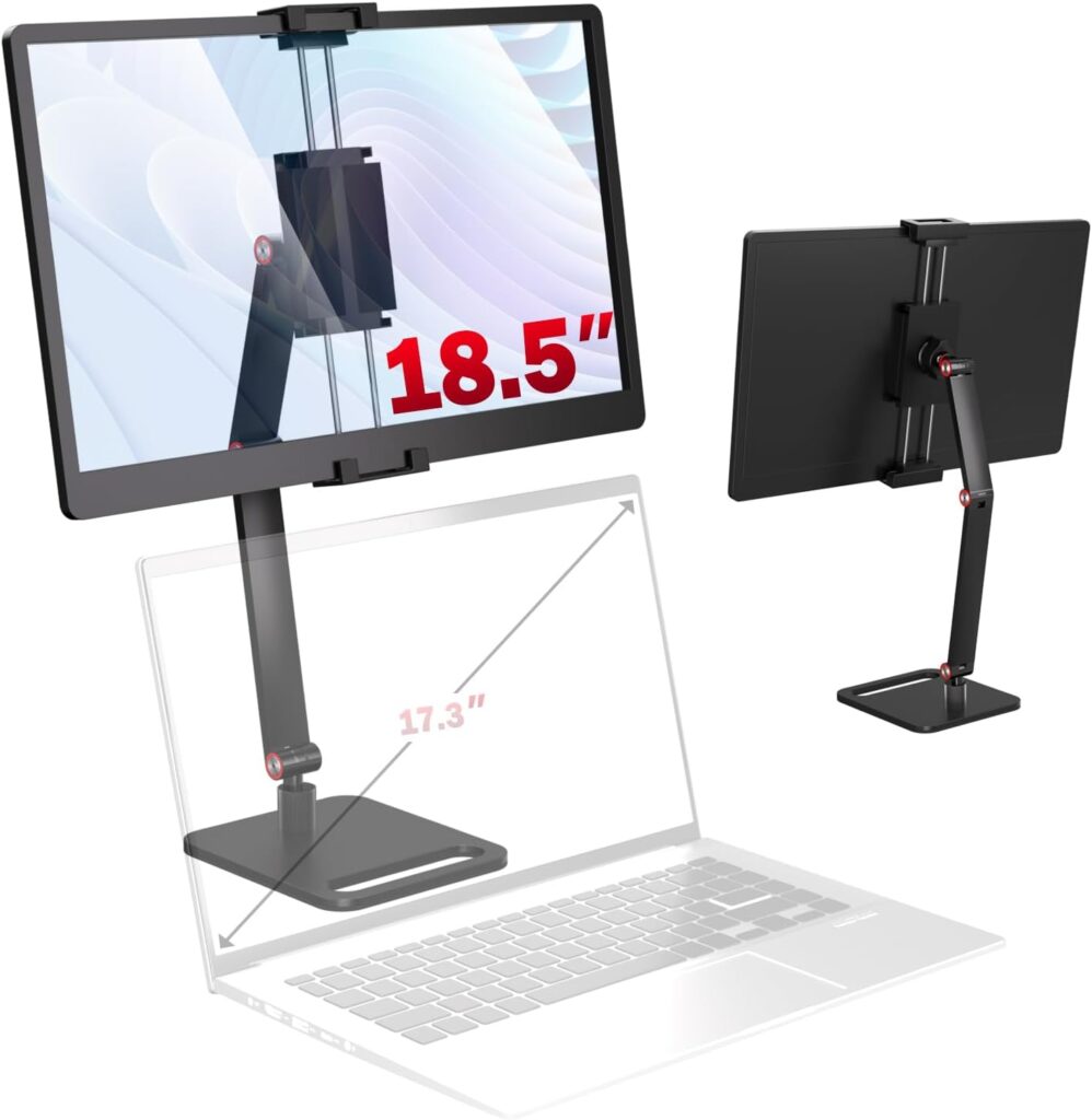 Portable Monitor Stand Holder for 6-18.5 Inch,Universal Desktop Version Expandable Display Base Adjustable Portable Monitor Desktop Clamp,Long Stand,Tablet Stand ,Compatible with Larger Sizes