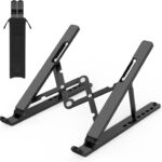 Adjustable Laptop Stand, Portable Laptop Riser for Desk, ABS+Silicone Foldable Ventilated Cooling Notebook Holder Stand for 10-15.6” Laptops,Tablets