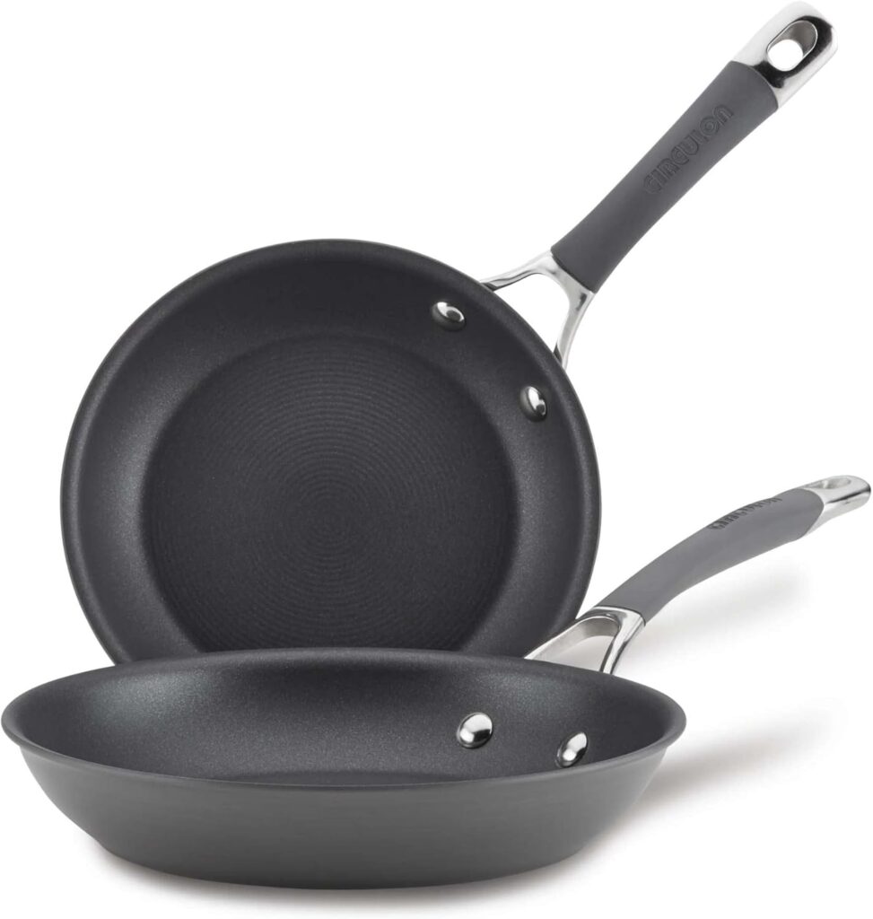 Circulon 83905 Radiance [hard anodized] Nonstick Frying pan set / Skillet Set – 8.5 Inch and 10 Inch, Gray