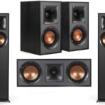 Klipsch Reference R-610F 5.0 Home Theater Pack, 2X R-610F Floorstanding Speakers + Pair, R-41M Bookshelf Home Speakers, R-52C Center Channel Home Speaker, Black