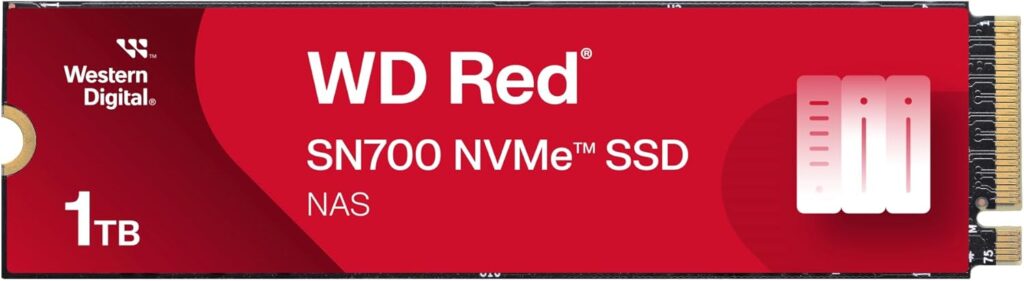Western Digital 1TB WD Red SN700 NVMe Internal Solid State Drive SSD for NAS Devices – Gen3 PCIe, M.2 2280, Up to 3,430 MB/s – WDS100T1R0C