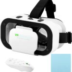 V5 VR Headset for Phone,3D Glasses Headset Helmets Virtual Reality Headset with Bluetooth Controller,Adjustable Pupil Distance VR Goggles for Movies Games,4.7-6“ Screen