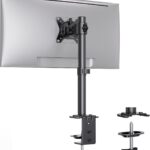 Ergear Monitor Mount for Most 13-32″ Computer Screens up to 17.6lbs, Improved LCD LED Monitor Riser, Adjustable Height and Angle, Single Desk Mount Stand, Black, EGCM12