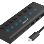 SABRENT 7-Port USB-C Hub with Power Switches, 5Gbps USB 3.2, 48W Powered Hub with 3 USB-A + 4 USB-C Ports, 20W PD, LED Status, Aluminum Body – for Mac, PC, Steam Deck, ROG Ally (HB-3A4C)