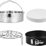 Steamer Basket, Egg Rack Holder, 7″ Non-stick Springform Cake Pan, 50 Pcs Cake Paper for Instant Pot Accessories, Vegetable Food Steamer Rack. Fit Pot 5,6,8 qt Pressure