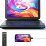 17.6″ Portable Blu Ray DVD Player with 15.4″ Large Screen, HDMI in/Out, Sync Screen, 4000mAh Rechargeable Battery, 1080P MP4 MKV Video, Surround Audio, USB/TF Card(Include HDMI Cable)
