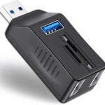 VIENON 5-Port USB 3.0 Hub with SD TF Card Reader, USB Extender Adapter with Memory SD/Micro SD Card Reader, USB 3.0/2.0 Ports, Portable USB Splitter for Laptop,PC, Camera, Flash Driver, HDD, Dash Cam