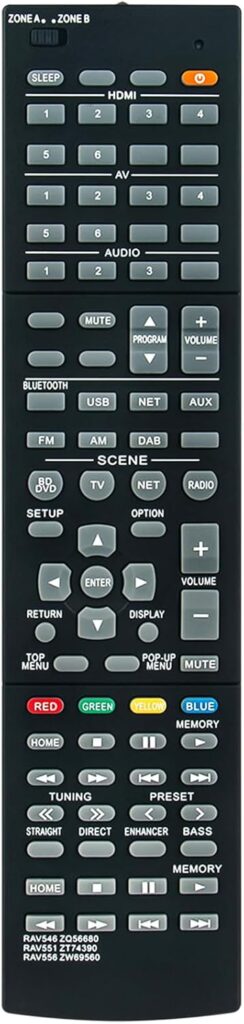 RAV546 RAV551 RAV556 Replace Remote Control Compatible with Yamaha AV Receiver RX-A670 RX-A660 RX-A550 RX-S601D RX-S601 RX-S601DBL RX-A670BL RX-A550BL RX-S601BL RX-A660BL RXA670 RXA660 RXA550