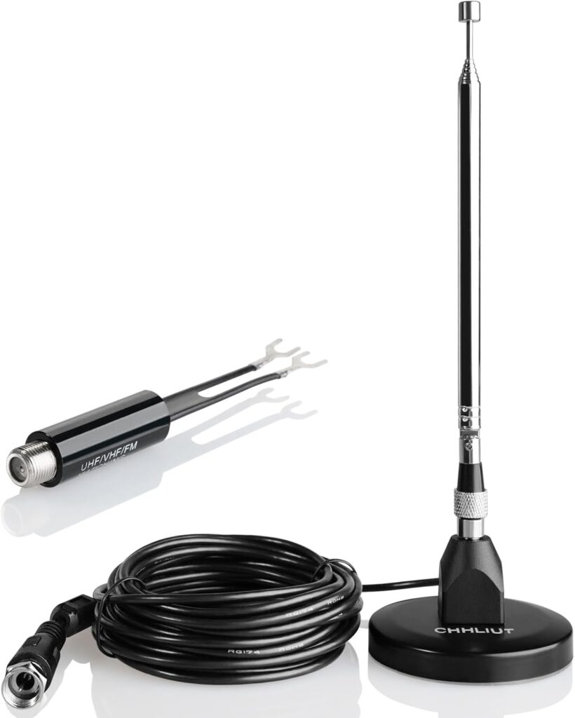 FM Antenna for Stereo Receiver – Magnetic Base, 16ft Coaxial Cable, Retractable, Perfect FM Reception for Home Theater System