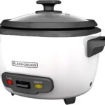 Black+Decker 2-in-1 Rice Cooker and Food Steamer, 16 Cup (7 Cup Uncooked), White, RC516C