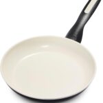 GreenPan Rio Healthy Ceramic Nonstick 8″ Frying Pan Skillet, Soft Grip Handle, Breaktfast Meal Set, PFAS-Free, Dishwasher Safe, Oven Safe, Black