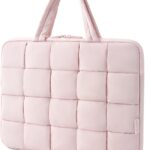 BAGSMART 13-14 Inch Laptop Case, Portable Puffy Laptop Sleeve with Handle, Compatible with MacBook Air/Pro 13.3 13.6 Inch M4 M3 M2 M1, Computer Sleeve Fitted with Dell,HP, Pink