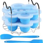 ROTTAY Silicone Egg Bites Molds and Steamer Rack Trivet with Heat Resistant Handles Fit Instant Pot Accessories, 7pcs set for 6qt 8qt Electric Pressure Cooker With 2 Spoons and Silicone spatula
