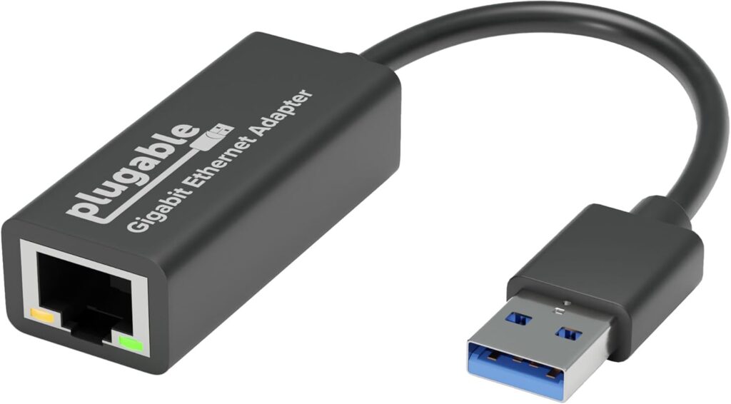 Plugable USB to Ethernet Adapter, USB 3.0 to Gigabit Ethernet, Compatible with Windows 11, 10, 8.1, 7, XP, macOS, Linux, Chrome OS