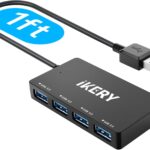 4-Port USB 3.0 Hub, High Speed 5Gbps Data Transfer Hub for Laptop, PC, MacBook – Portable Type-A Ports with 1ft Extended Cable