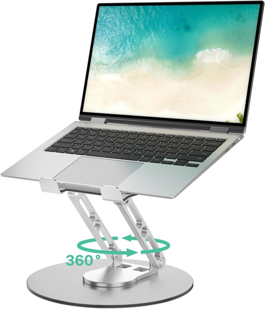 Laptop Stand for Desk Adjustable Computer Stand with 360 Rotating Base Ergonomic Laptop Riser Mount for Desk Foldable Protable Computer Desk Fits with MacBook Pro Air, Round
