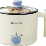 Electric Hot Pot:1.5 L Ramen Cooker, Dual Power Mini Portable Multi-Functional Lazy Pot for Pasta, Noodles, Egg, Soup, Non-Stick Noodle Cooker with Boil Dry Protection for Dorm, Office (Beige)