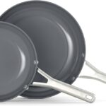 Calphalon® Ceramic Nonstick 8″ and 10″ Frying Pan Set, Silver Ash