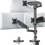 MOUNT PRO Triple Monitor Mount for Max 32″ Computer Screen, Adjustable 3 Monitor Desk Mount, up to 17.6lbs Each, Gas Spring Three Display Arm with Tilt Swivel Rotation, VESA Mount 75×75/100x100mm