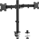HUANUO Dual Monitor Desk Mount, Heavy-Duty Steel Adjustable Arm for 13-32 Inch Screens, Tilt, Swivel, Rotate, C-Clamp & Grommet Base, Holds up to 17.6 lbs per Arm, VESA 75/100mm