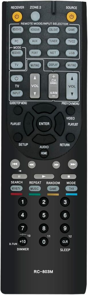 RC-803M Replace Audio Video Remote Control Compatible with Onkyo AV Receiver TX-NR609, TXNR609, HT-S7409, HTS7409, HT-S8409, HTS8409, TX-NR609B, TXNR609B Home Theater Receivers