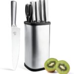 kitchen knife set,chushiji 6-Piece silver Kitchen Knife Set for Home, Anti-Rust Non-stick Stainless Steel Sharp Chef Knife Set with Universal Knife Block for Kitchen, Ergonomical Design (silver)