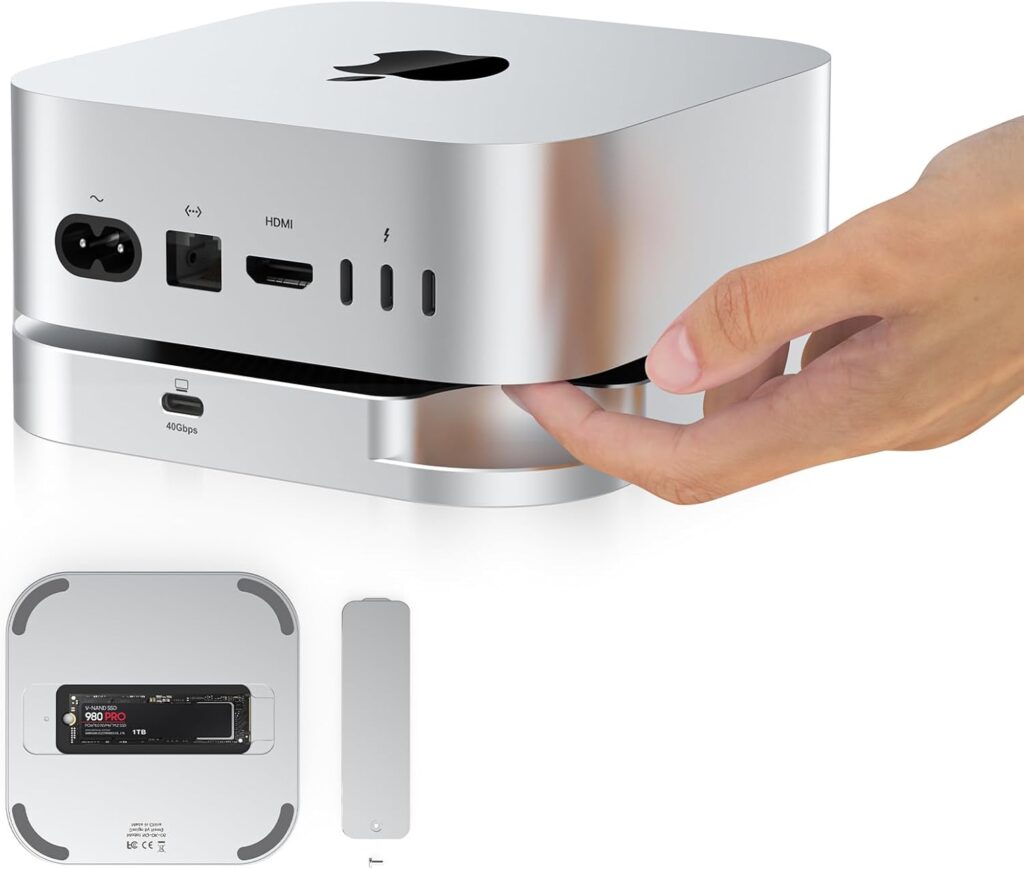 40Gbps M.2 NVMe SSD Enclosure for Mac mini M4/M4 Pro, External Storage Upgrade | Supports 1TB/2TB/4TB/8TB SSDs | Compatible with Thunderbolt 4/3, USB4/3.2/3.0 | Fits 2230/2242/2260/2280 SSDs