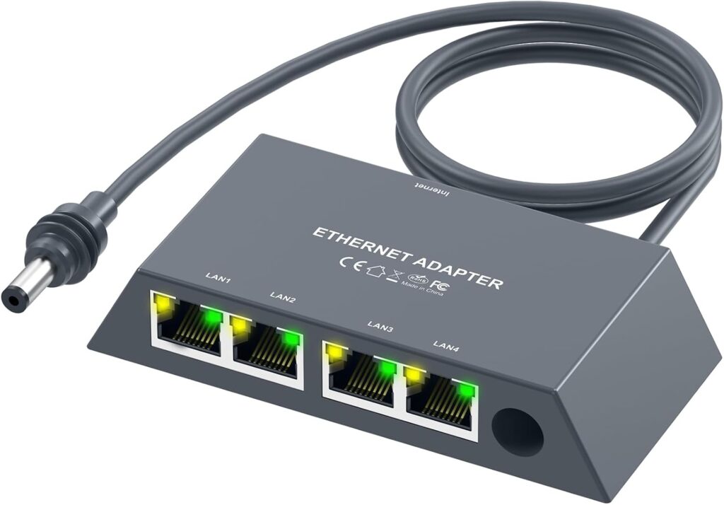 Starlink Gen3/Mini Ethernet Adapter with 4 RJ45 Ports,Multi Ports Starlink Ethernet Adapter with Wired External Network for Other Devices and Network Cable[4 Devices Networked Simultaneously]