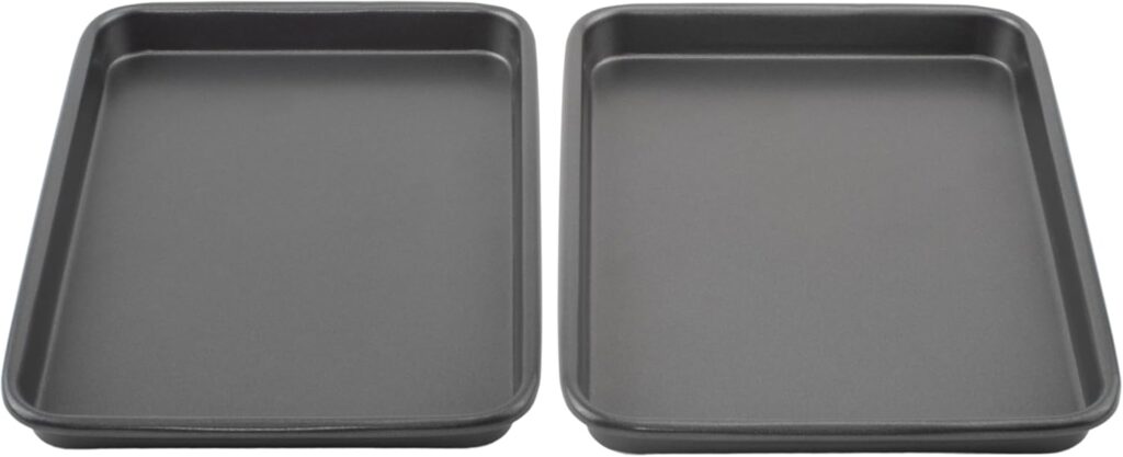 GoodCook Everyday Set of 2 Nonstick Steel 9″ x 6.2″ Toaster Oven Mini Baking Sheets, Gray