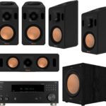 Klipsch Reference Cinema System, Black, Bundle with Onkyo TX-RZ30 170W 9.2-Channel 8K 4K Network AV Receiver