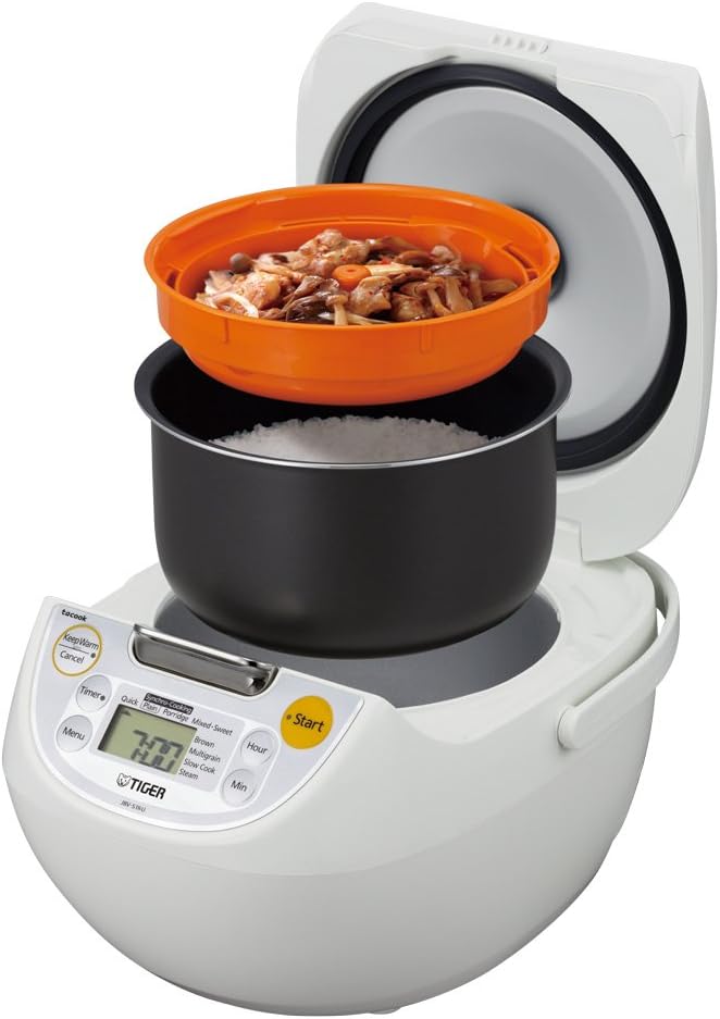 Tiger JBV-S10U Micom Rice Cooker with Tacook Cooking Plate – 5.5Cups – Made in Japan