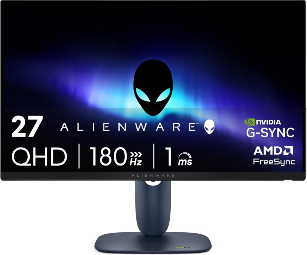 Alienware 27 Gaming Monitor – AW2725DM – 27-inch QHD 180Hz 1ms Display, IPS, NVIDIA G-SYNC, AMD Freesync, VESA AdaptiveSync.