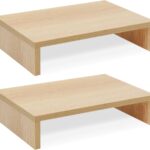 TEAMIX Wood Monitor Stand Riser – 2 Pack Adjustable Dual Monitor Riser for Laptop/PC