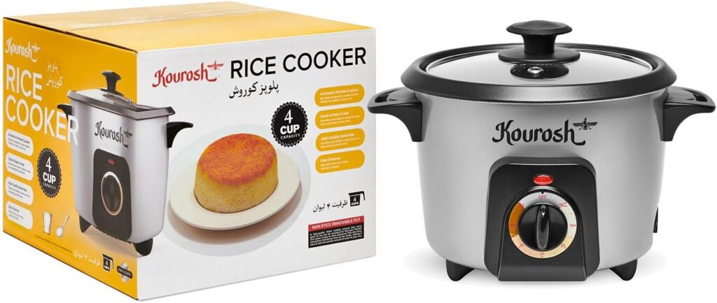 YEDI KOUROSH Automatic Persian Rice Cooker – Tahdig Rice Maker Perfect Rice Crust (4 CUP)
